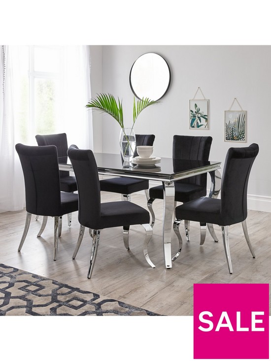 front image of very-home-grace-160-cmnbsprectangle-dining-tablenbspnbsp6-chairs-blackchrome