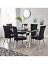  image of grace-160-cmnbsprectangle-dining-tablenbspnbsp6-chairs-blackchrome