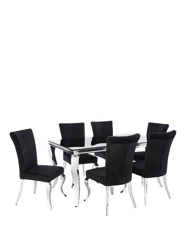 Grace 160 Cm Rectangle Dining Table 6, Chrome Dining Room Chairs Uk