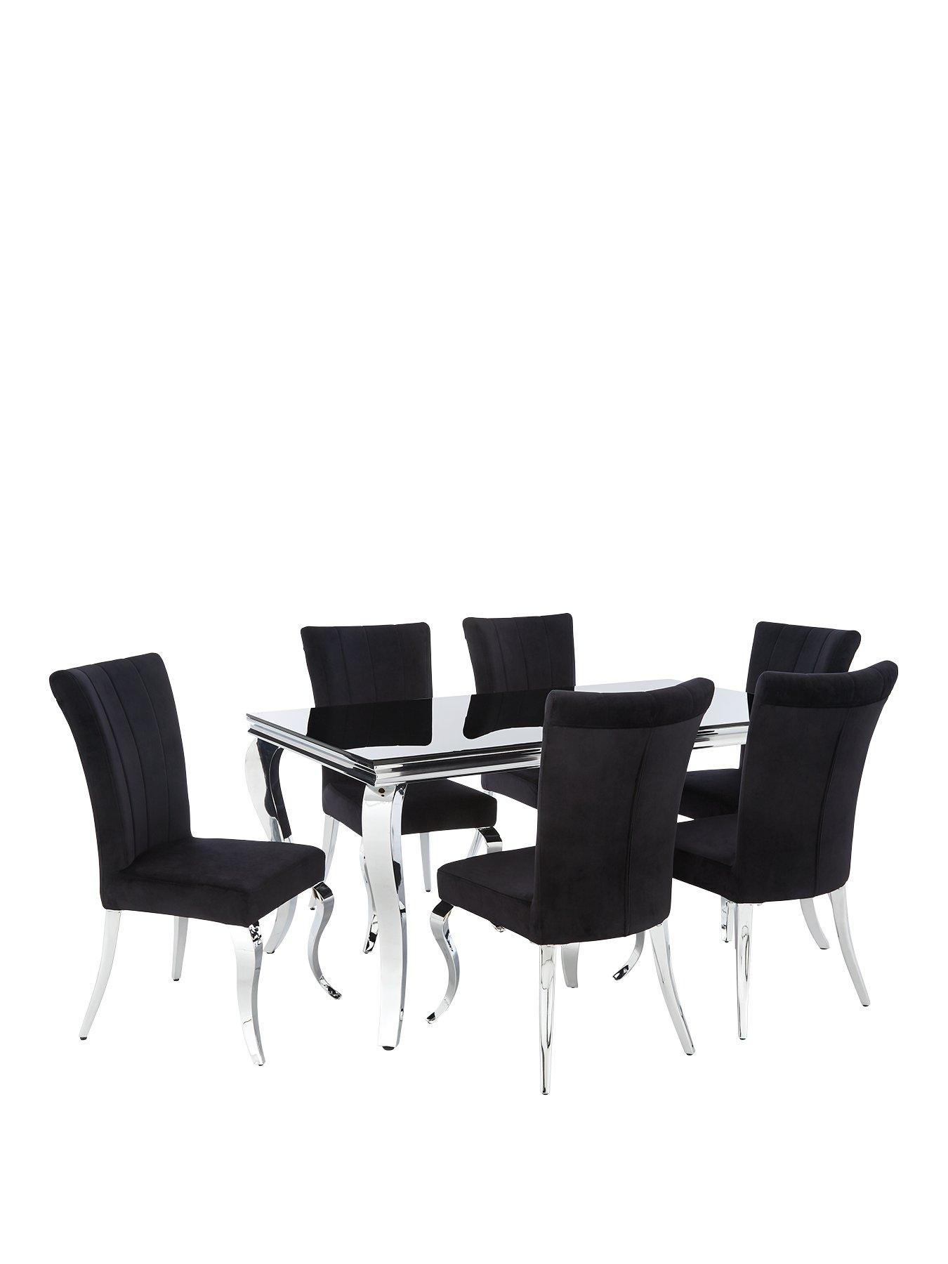 Image 2 of 5 of The Very Collection Grace 160 cm&nbsp;Rectangle Dining Table&nbsp;+&nbsp;6 Chairs - Black/Chrome