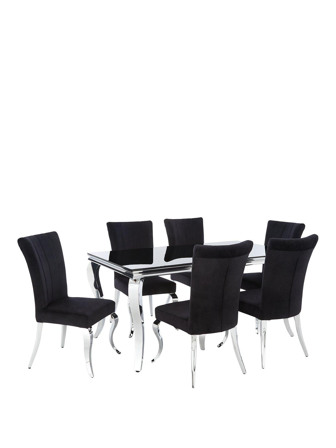 Very Home Grace 160 cm Rectangle Dining Table 6 Chairs Black