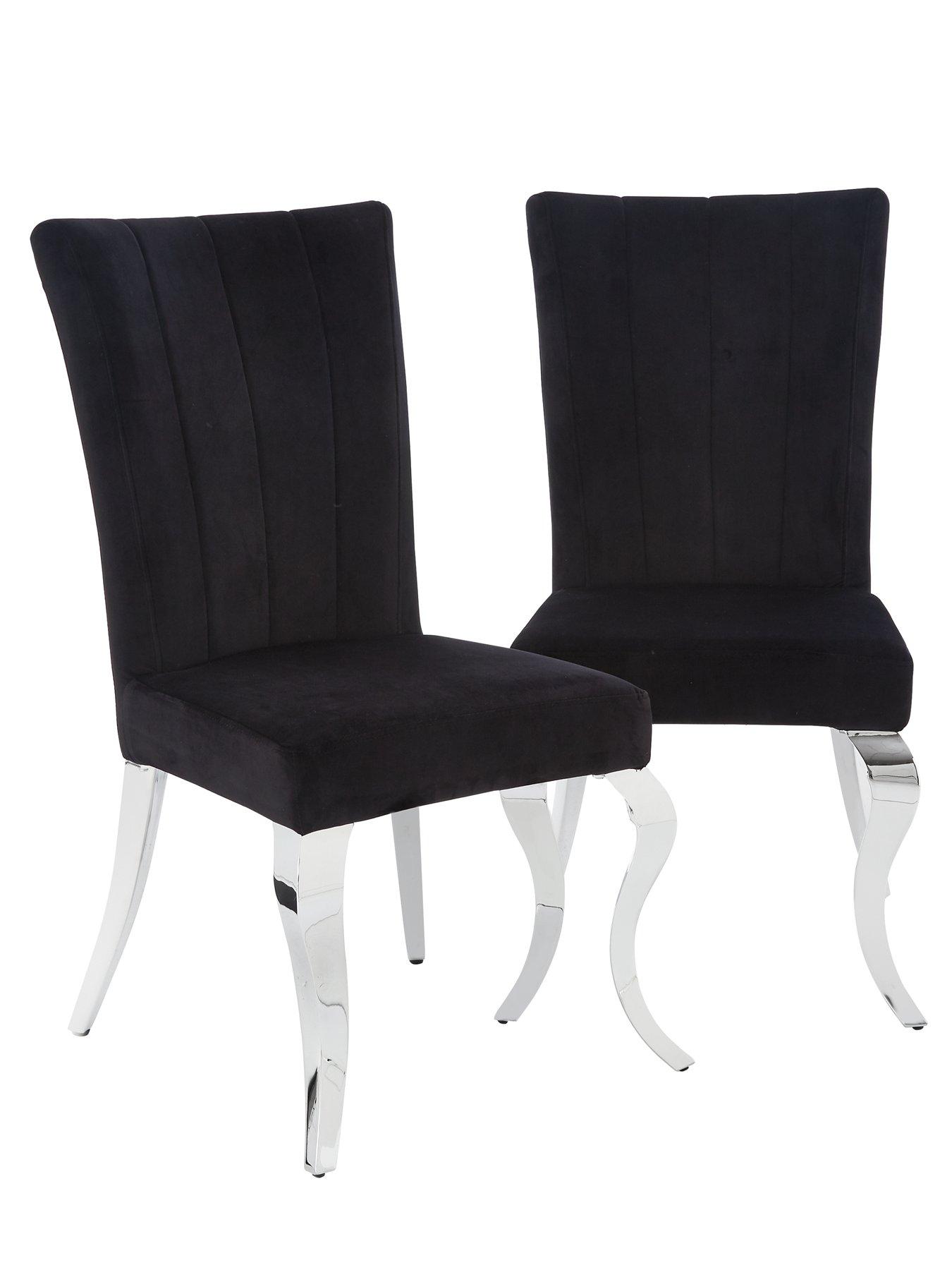 Image 4 of 5 of The Very Collection Grace 160 cm&nbsp;Rectangle Dining Table&nbsp;+&nbsp;6 Chairs - Black/Chrome