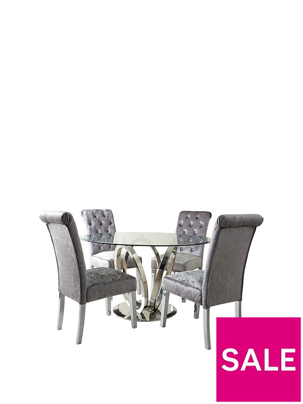 Lola 120 Cm Round Dining Table 4, Round Back Dining Chairs Uk