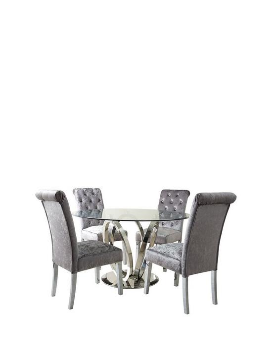 front image of very-home-lola-120-cm-roundnbspdining-table-4-scroll-back-velvet-chairs