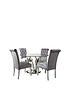  image of very-home-lola-120-cm-roundnbspdining-table-4-scroll-back-velvet-chairs