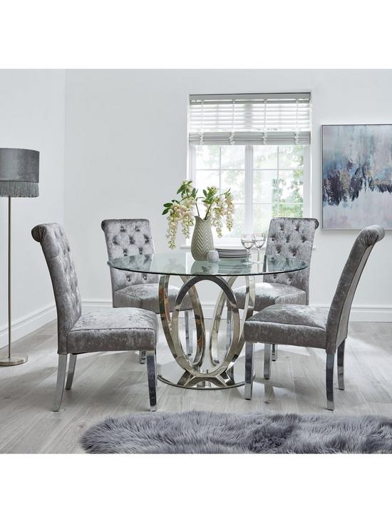 stillFront image of very-home-lola-120-cm-roundnbspdining-table-4-scroll-back-velvet-chairs