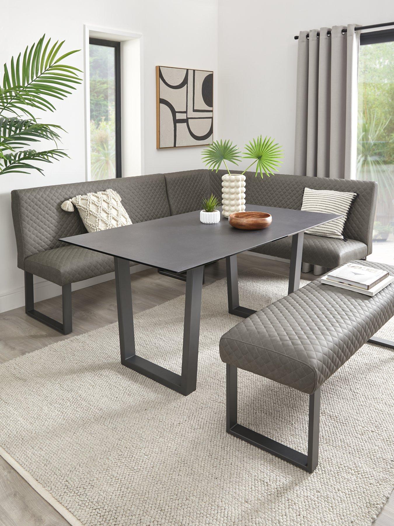 undefined Ohio 160 cm Long Dining Table + Benches Corner Dining Set