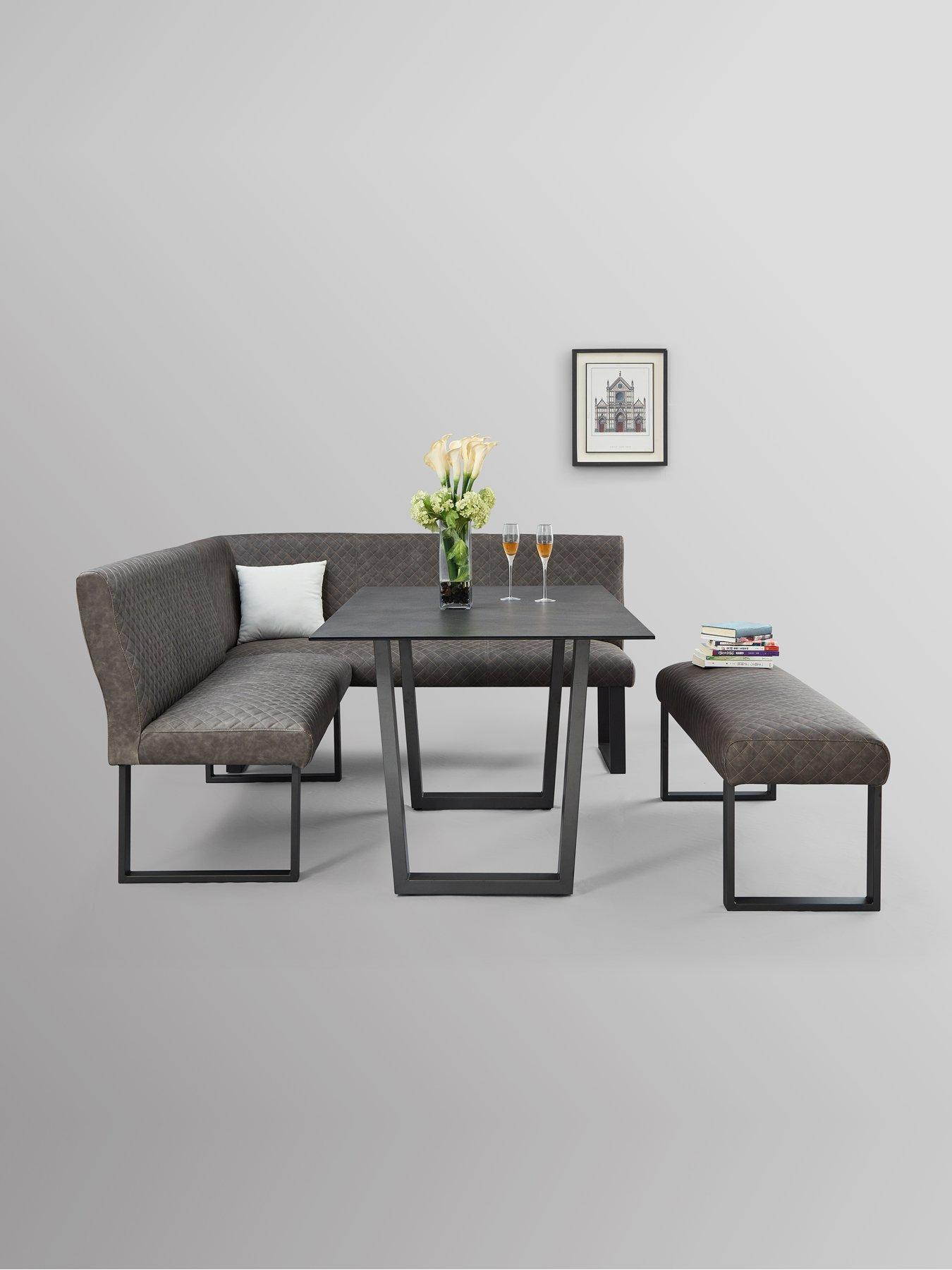 Compact Earth Dining Table, Left Hand Facing Corner Bench And Low