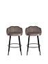  image of michelle-keegan-home-pair-of-angel-scallop-bar-stools-grey-velvet