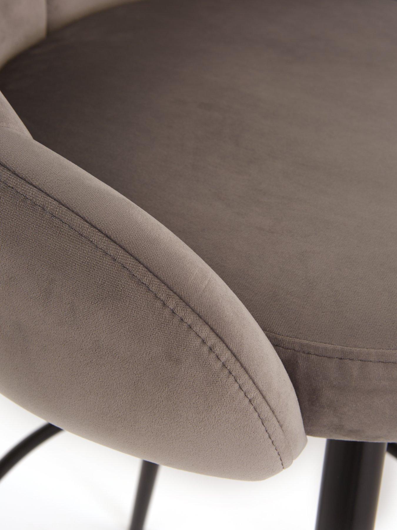 Image 4 of 7 of Very Home Pair of Angel Scallop Bar Stools - Grey Velvet -&nbsp;FSC&reg; Certified