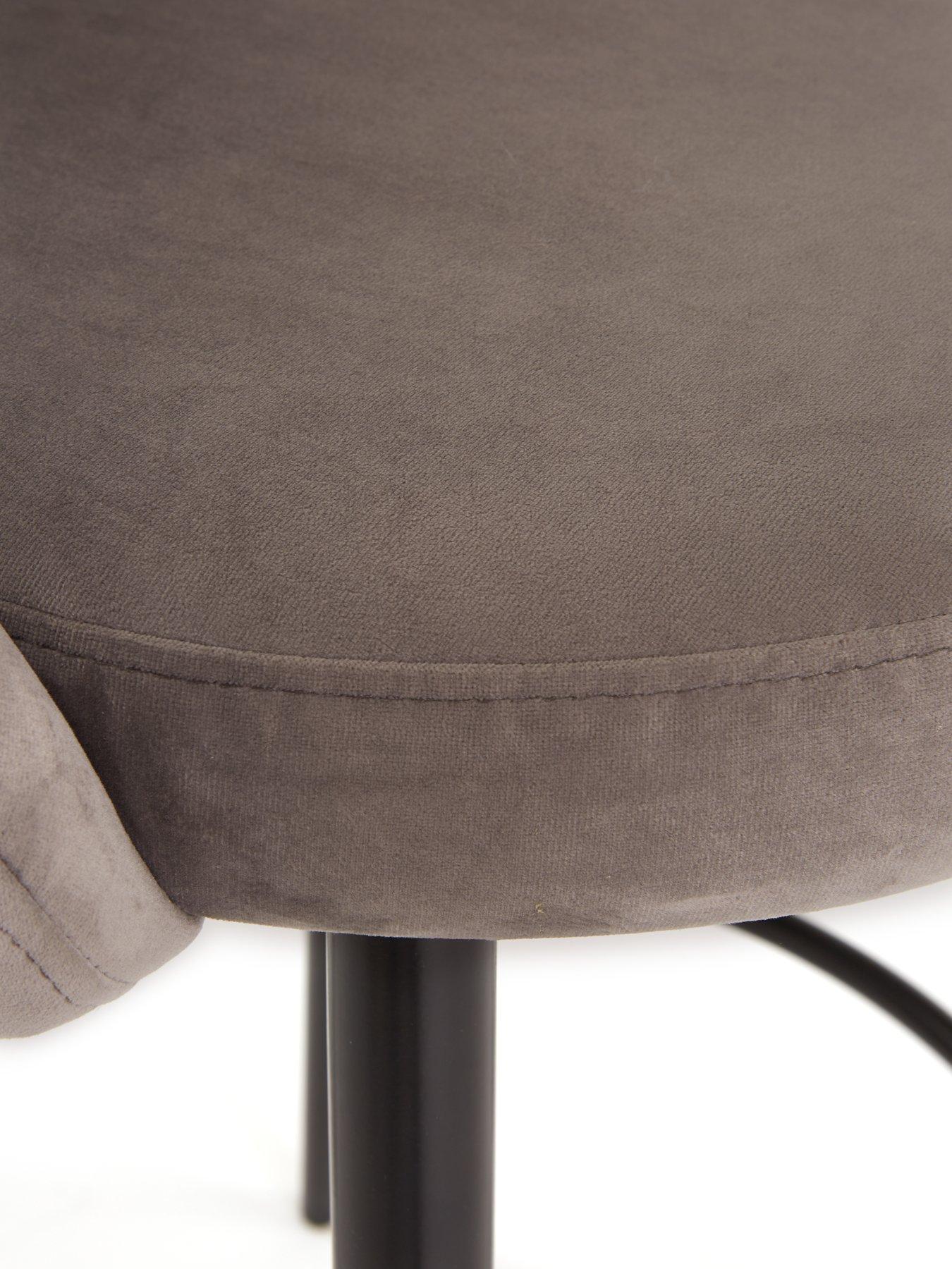 Image 5 of 7 of Very Home Pair of Angel Scallop Bar Stools - Grey Velvet -&nbsp;FSC&reg; Certified