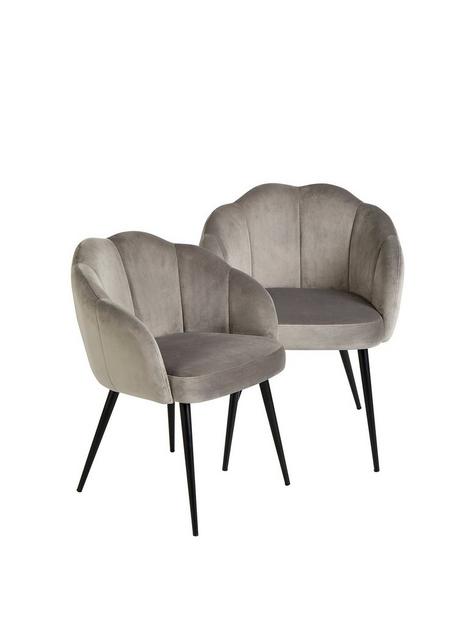 michelle-keegan-home-pair-of-angel-scallop-dining-chairs-grey-velvet