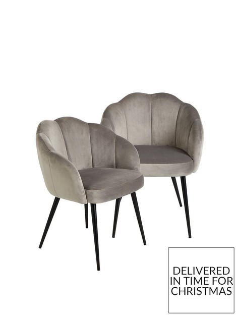 very-home-pair-of-angel-scallop-dining-chairs-grey-velvet