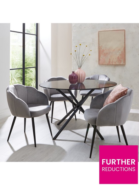 stillFront image of michelle-keegan-home-pair-of-angel-scallop-dining-chairs-grey-velvet