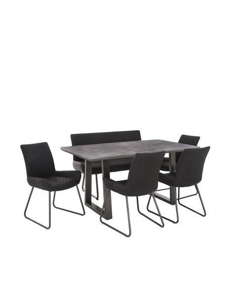 bronx-160-cm-concrete-effect-dining-table-with-1-bench-4-chairs
