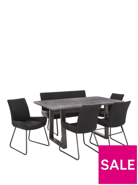 stillFront image of very-home-bronx-160-cm-concrete-effect-dining-table-with-1-bench-4-chairs