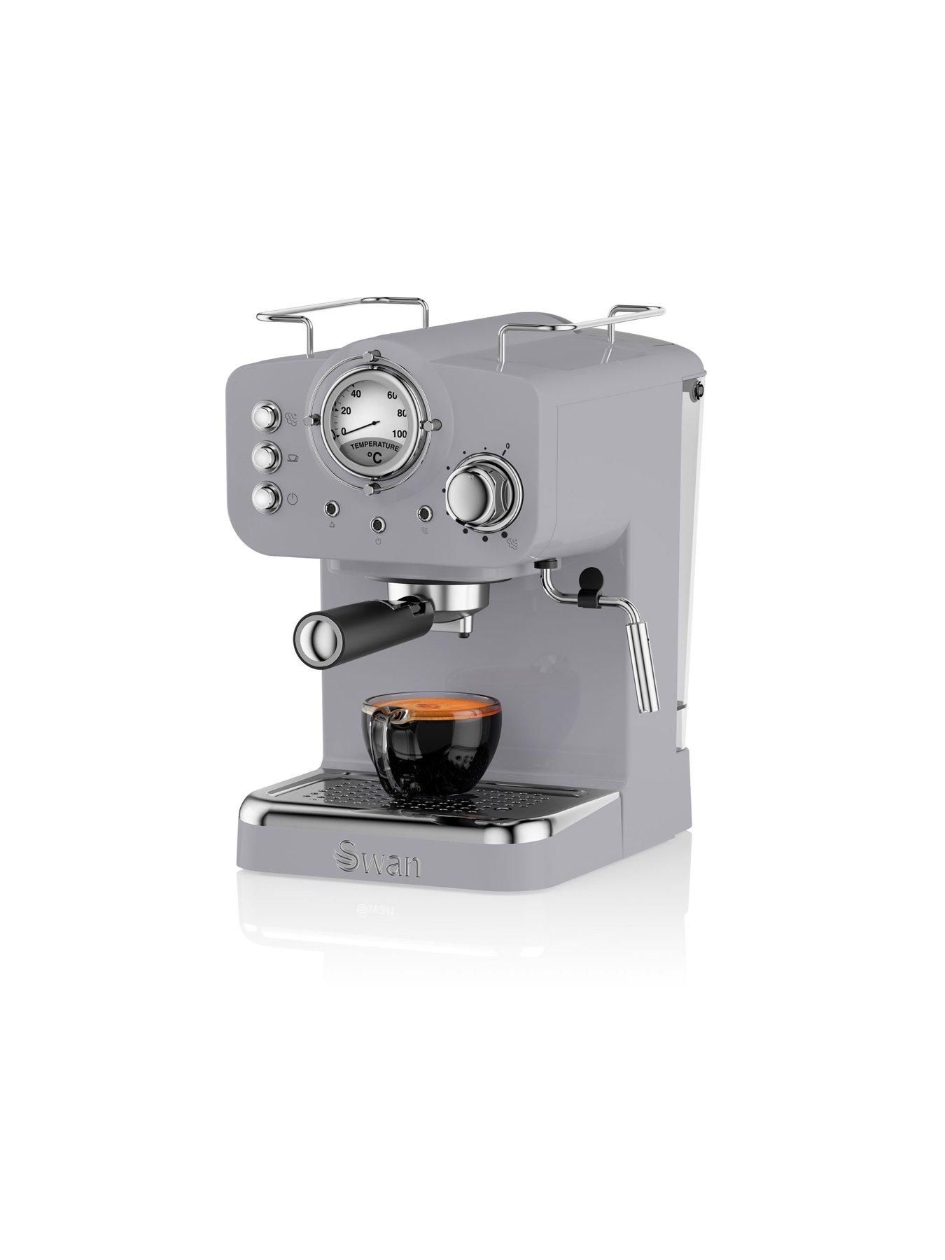 Image 2 of 6 of Swan SK22110GRN Nordic Espresso Coffee Machine with Milk Frother, Steam Pressure Control, 1.2L Detachable Water Tank, 1100W, Grey
