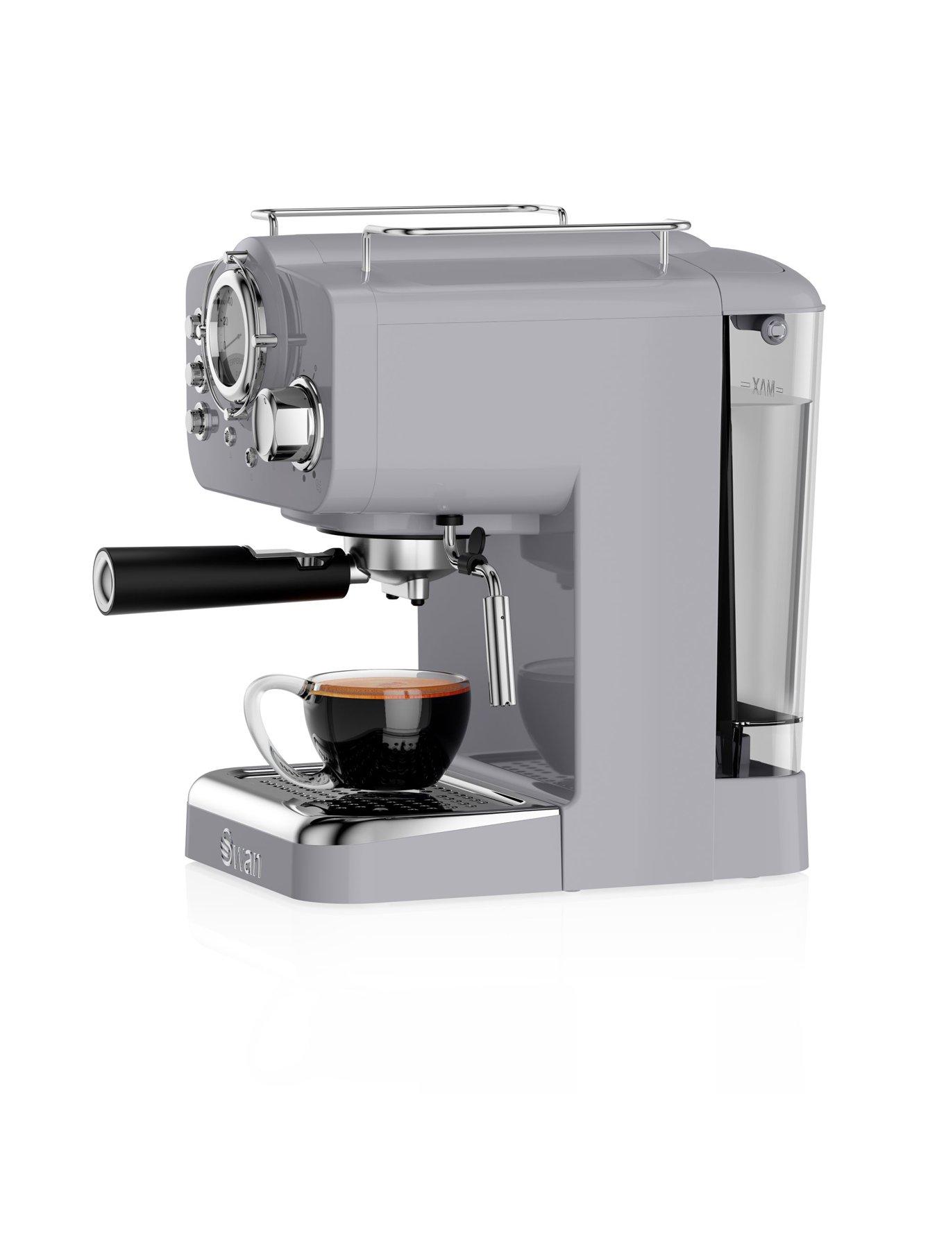 Image 3 of 6 of Swan SK22110GRN Nordic Espresso Coffee Machine with Milk Frother, Steam Pressure Control, 1.2L Detachable Water Tank, 1100W, Grey
