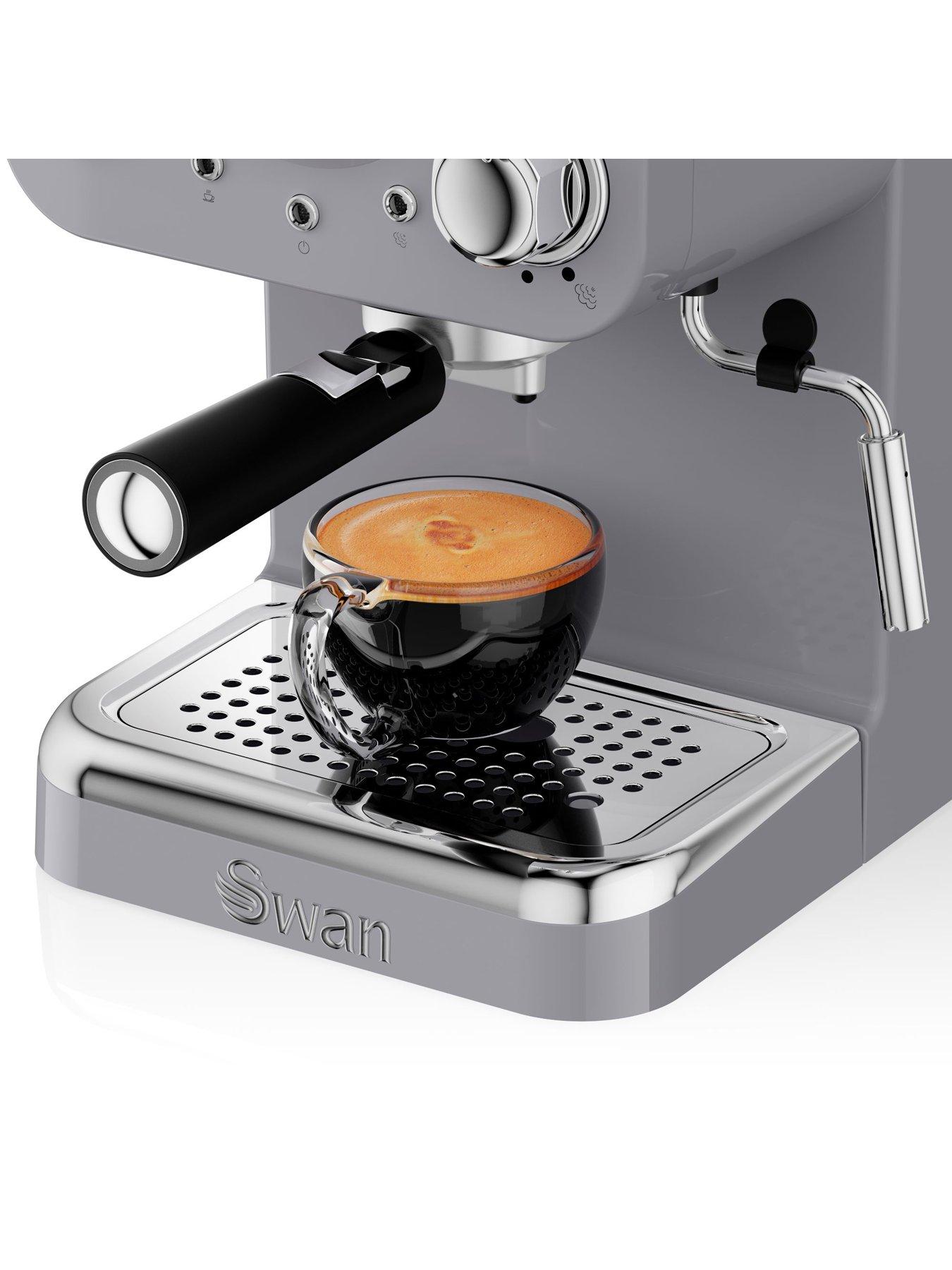 Image 5 of 6 of Swan SK22110GRN Nordic Espresso Coffee Machine with Milk Frother, Steam Pressure Control, 1.2L Detachable Water Tank, 1100W, Grey