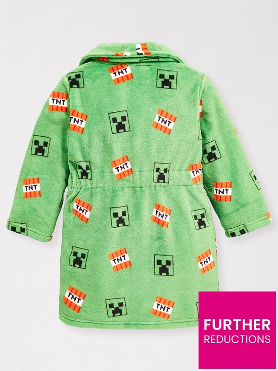 back image of minecraft-boys-minecraft-all-over-print-dressing-gown-green