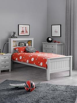 Product photograph of Julian Bowen Maine Bookcase Bed 90 Cm - Dove Grey from very.co.uk