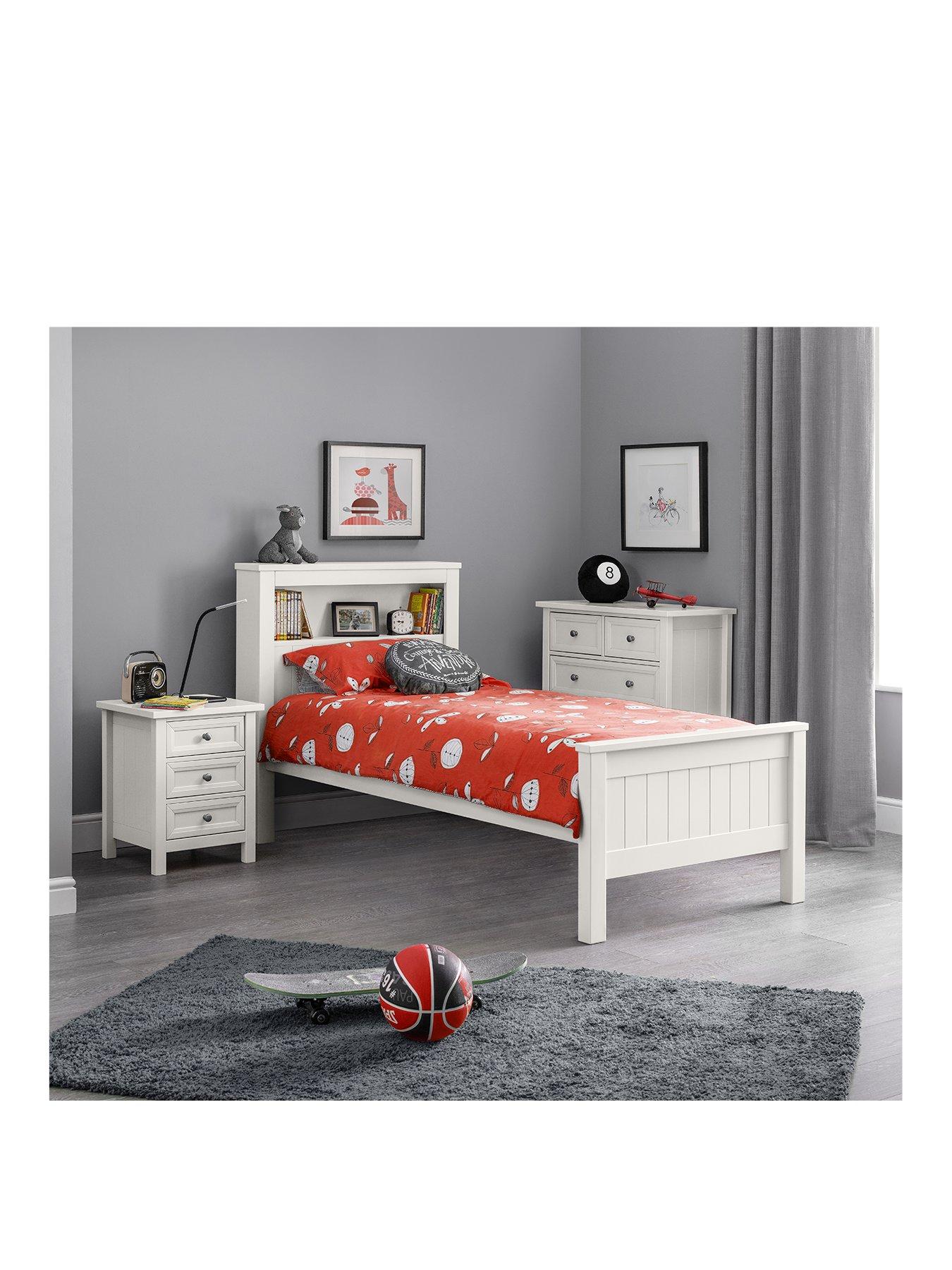 Product photograph of Julian Bowen Maine Bookcase Bed 90 Cm - Surf White from very.co.uk