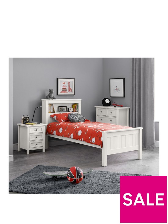front image of julian-bowen-maine-bookcase-bed-90cm-surf-white