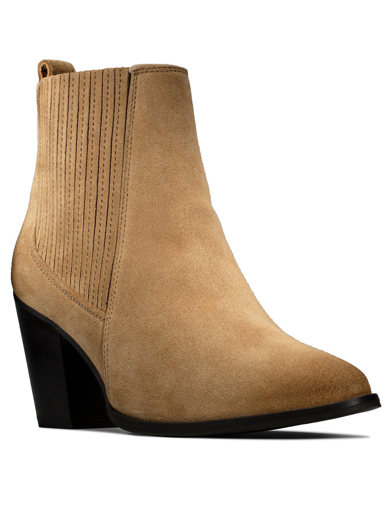 clarks tan wedge ankle boots