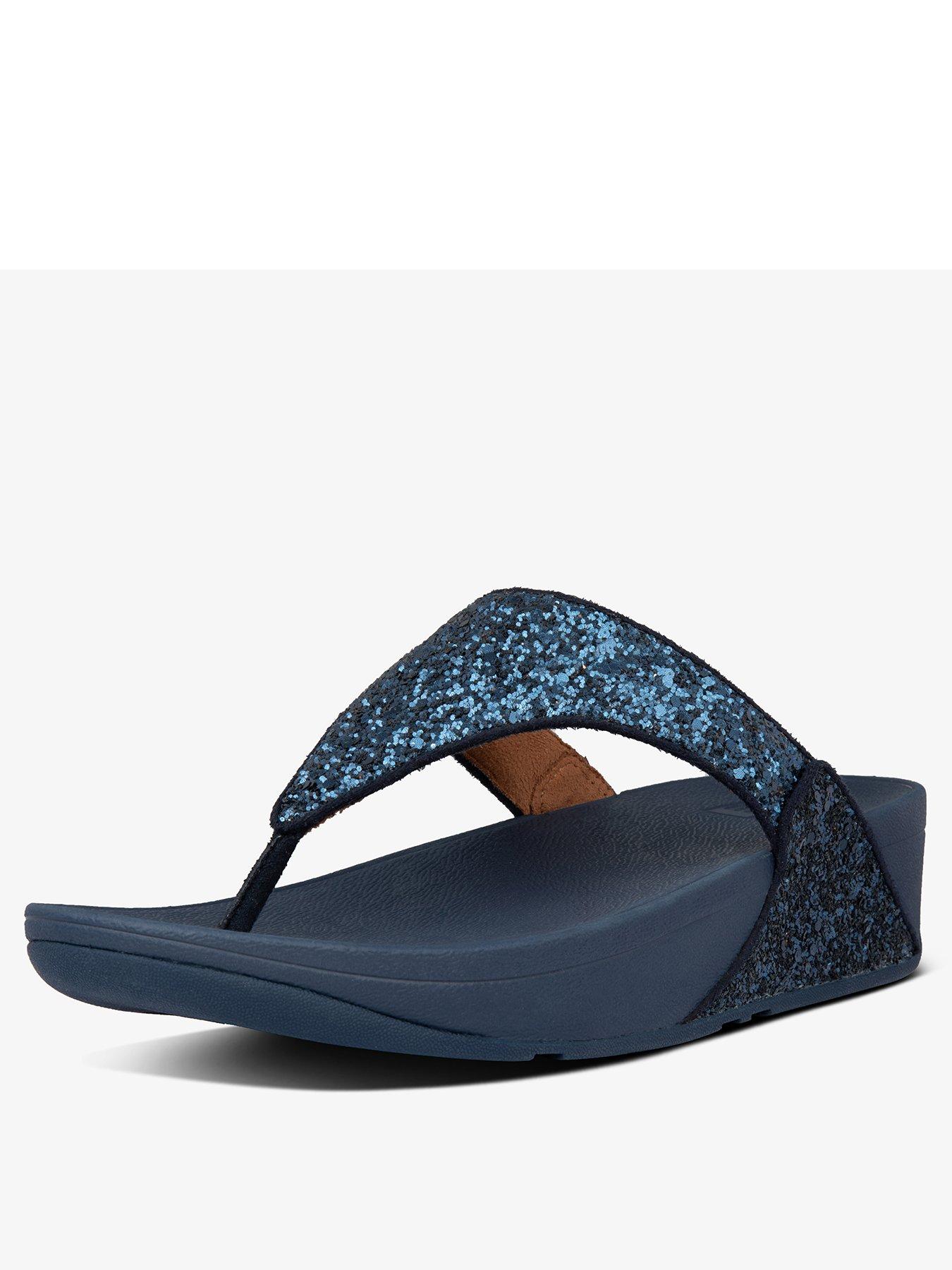 navy blue sparkly flip flops