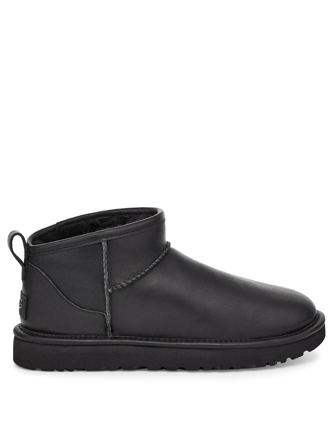 black leather mini ugg boots