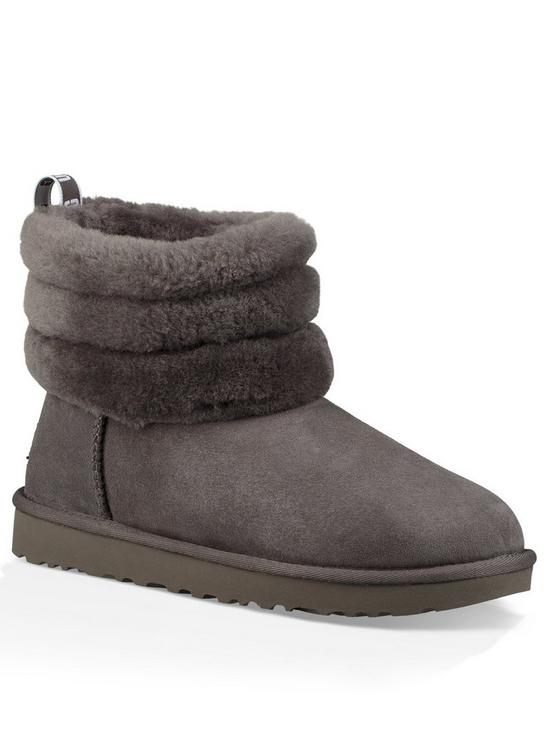 front image of ugg-fluff-mini-quilted-ankle-boot-charcoal