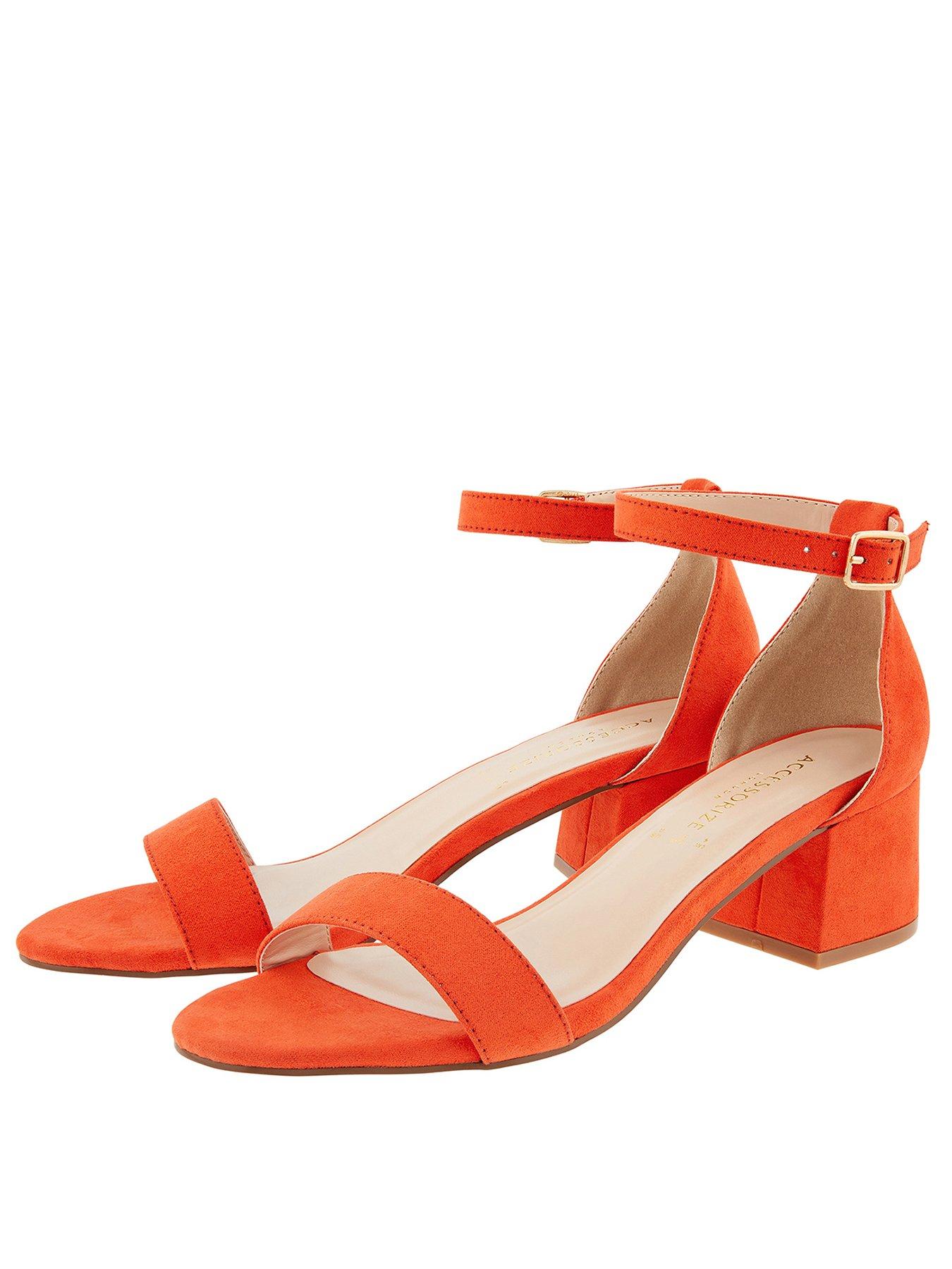 orange shoes block heel