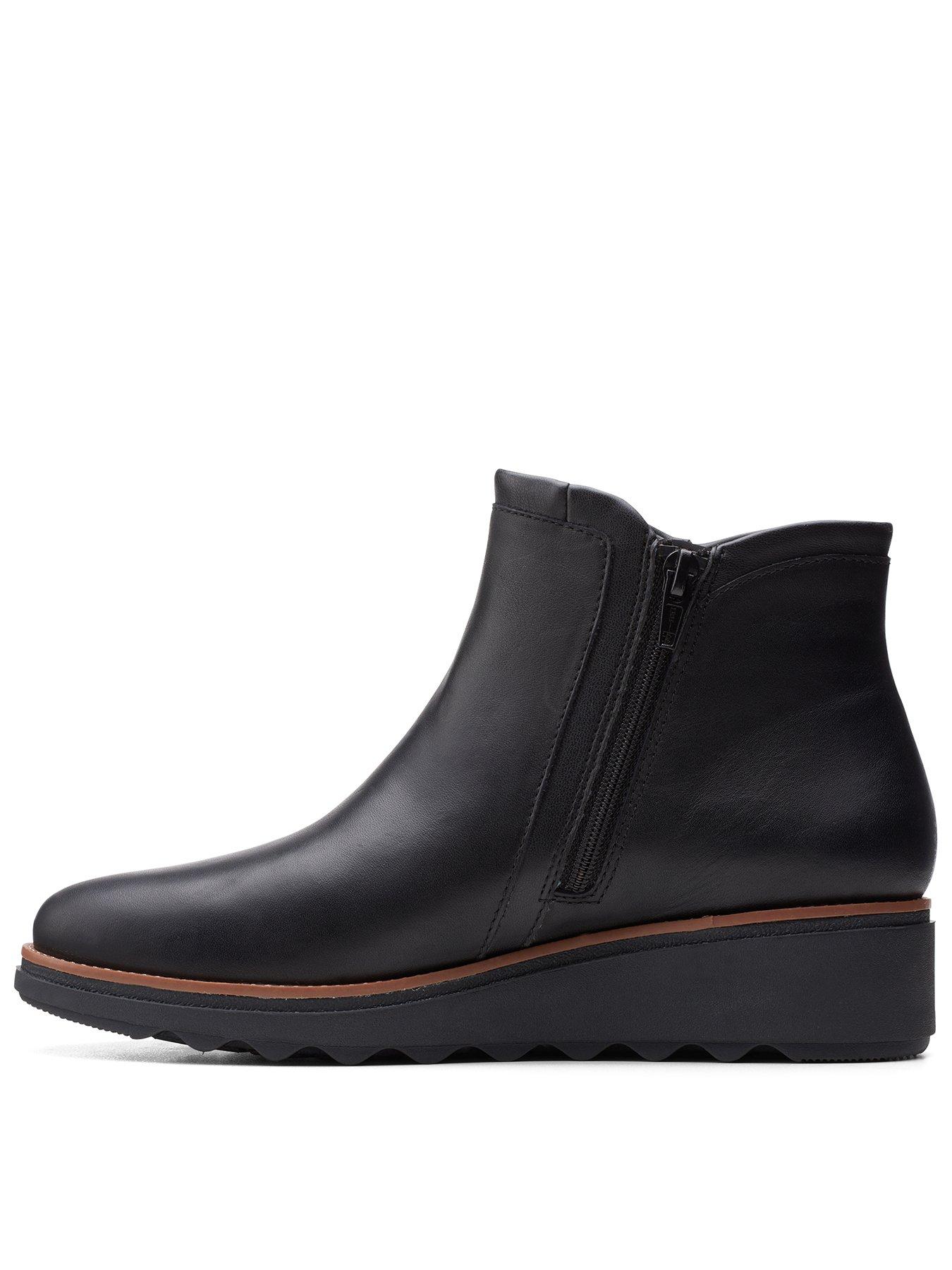 clarks black wedge ankle boots