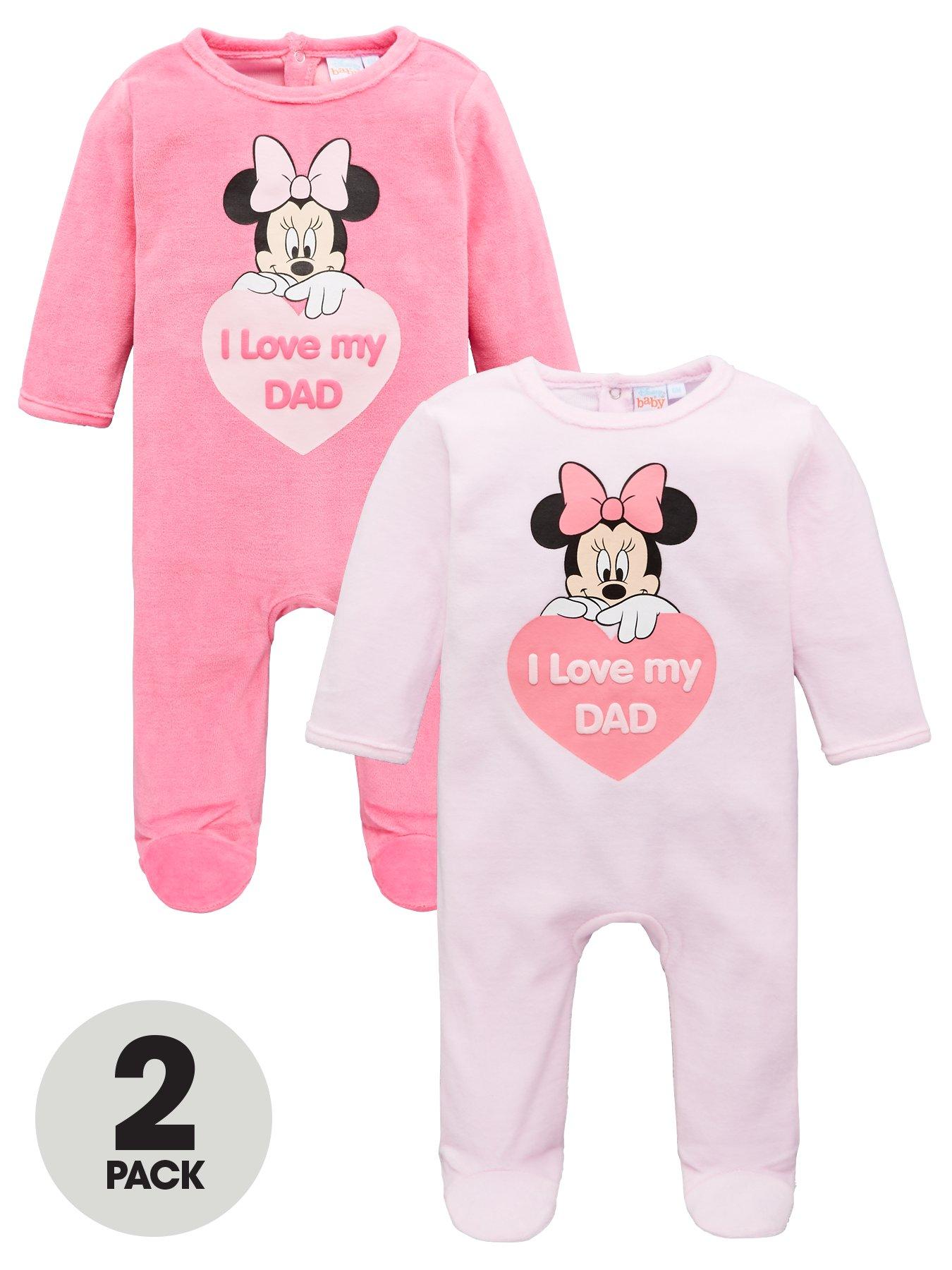 Minnie Mouse Baby Girl Minnie Mouse 2 Pack I Love Dad Babygrow Pink Very Co Uk