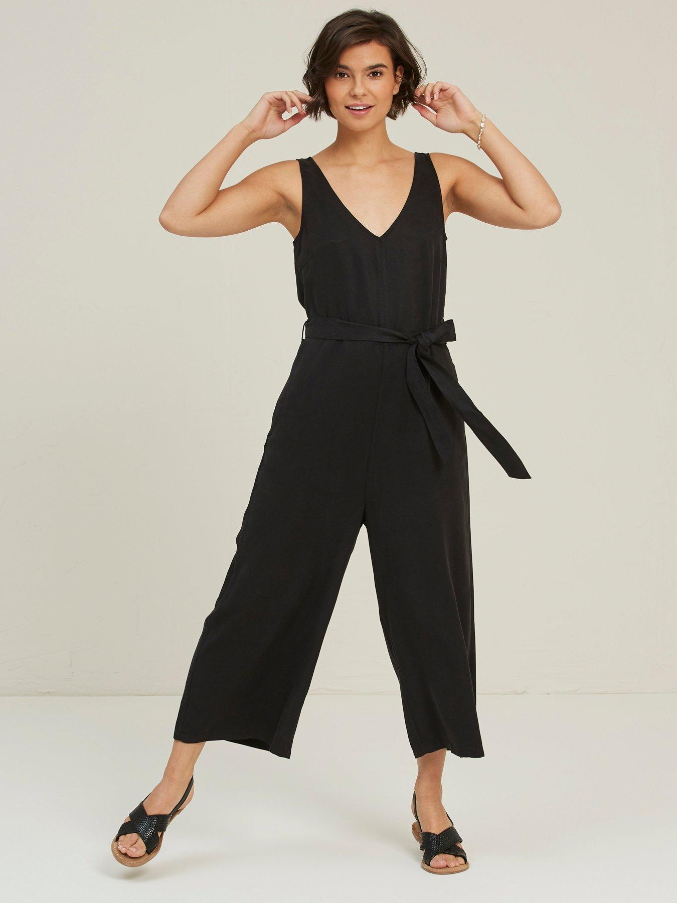 FatFace Lauren Tencel Jumpsuit - Black | very.co.uk