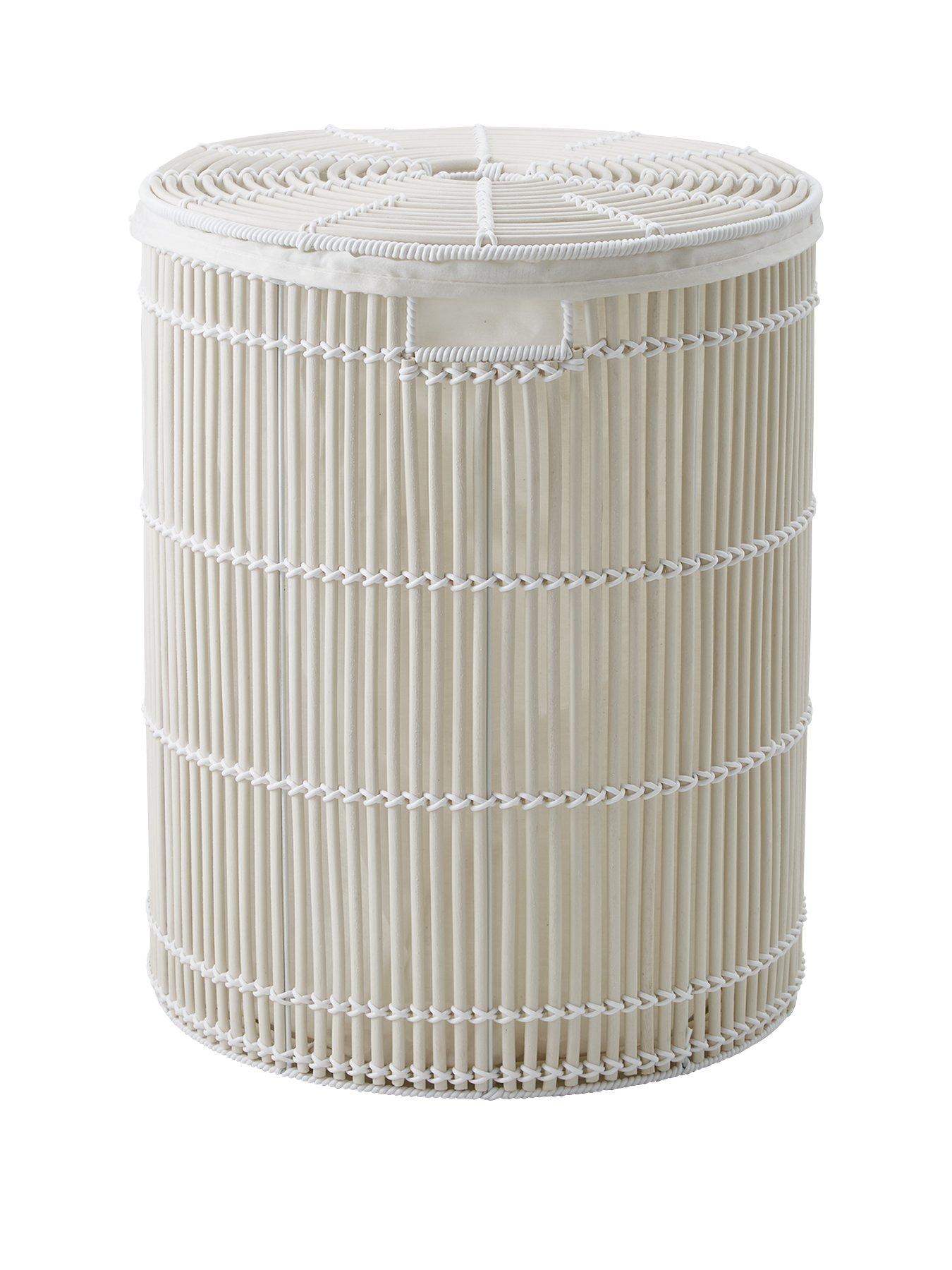 undefined White Rattan Style Laundry Hamper