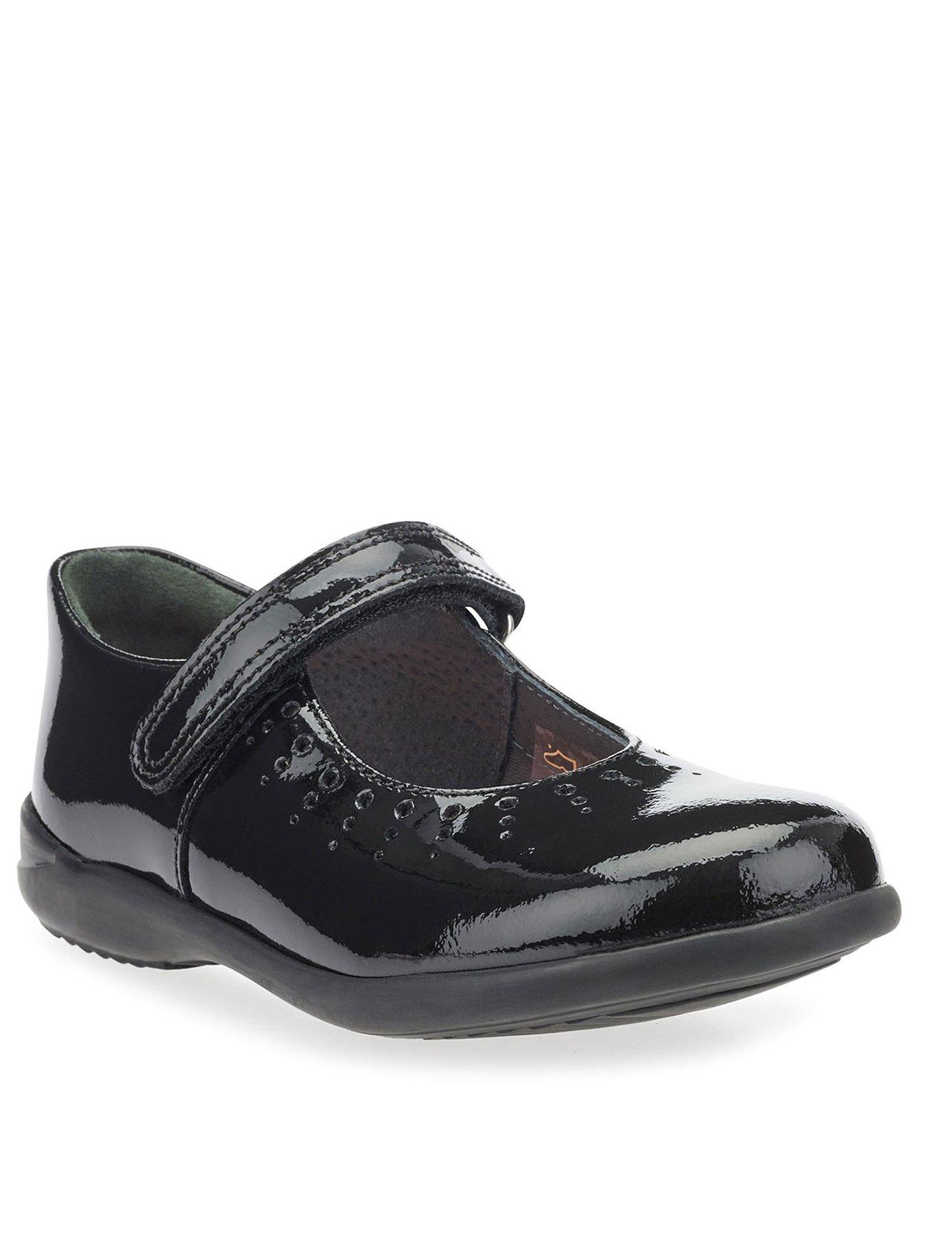 Start-rite Mary Jane Girls Patent Leather Riptape School Shoes - Black ...