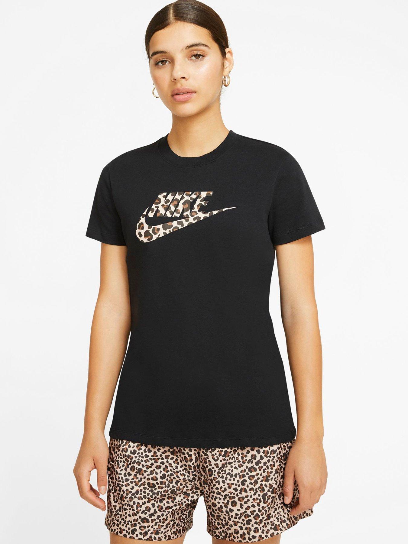 Nike NSW Animal Print T-Shirt - Black | very.co.uk
