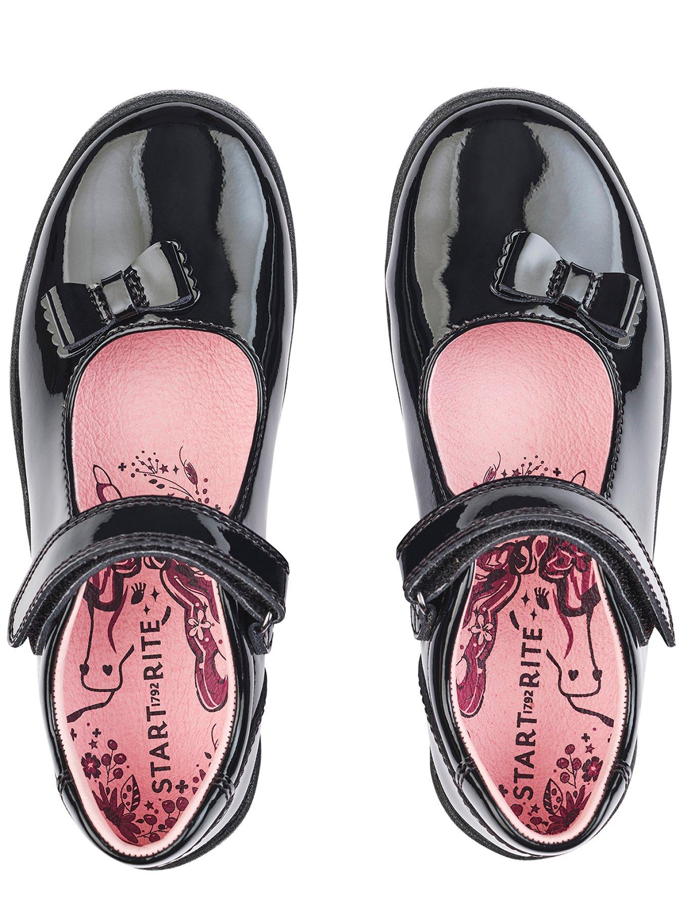 Image 4 of 5 of Start-rite Girls Giggle&nbsp;Patent Leather Riptape Mary Jane School Shoes - Black