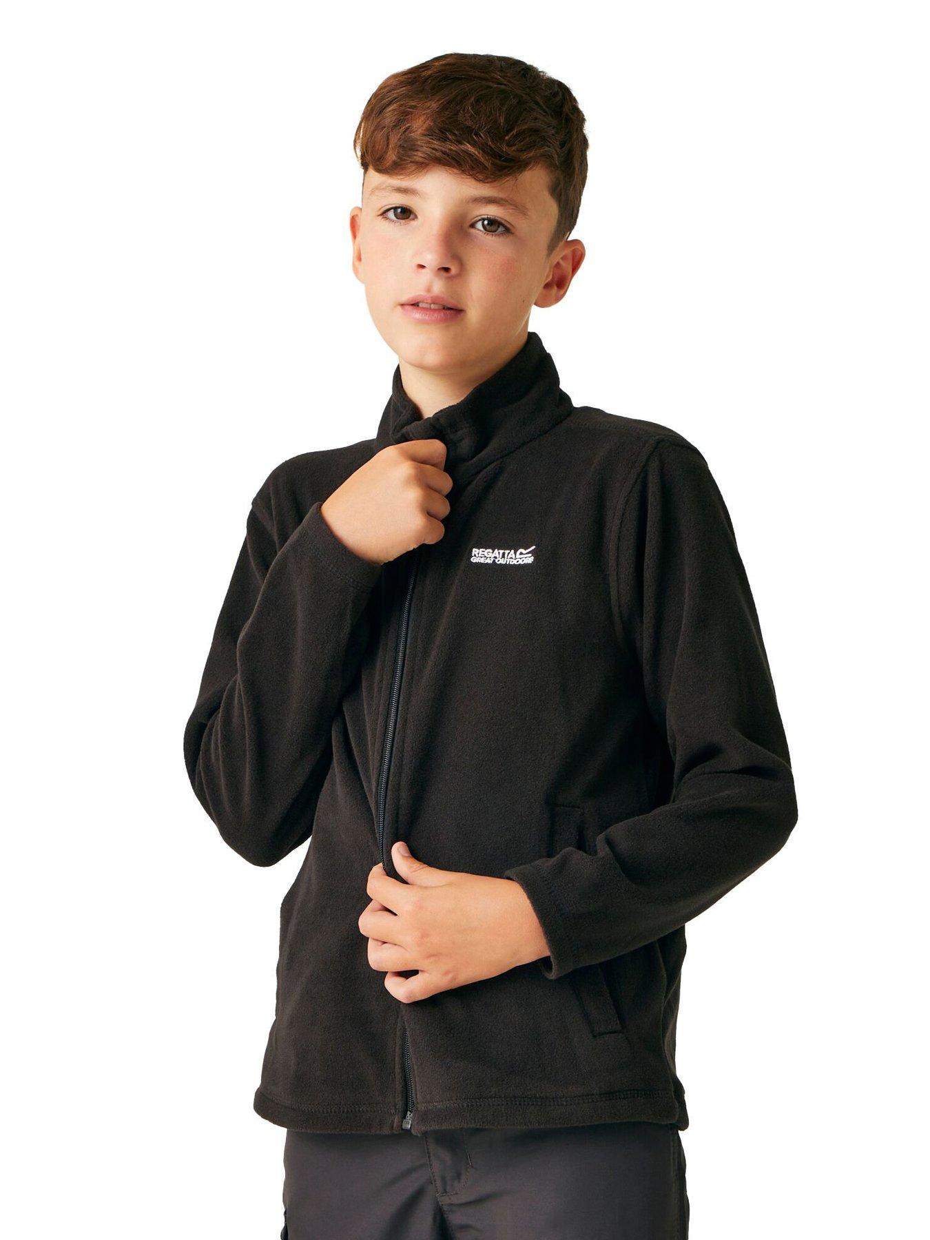 regatta childrens king ii zip front fleece - black, black, size 5-6 years