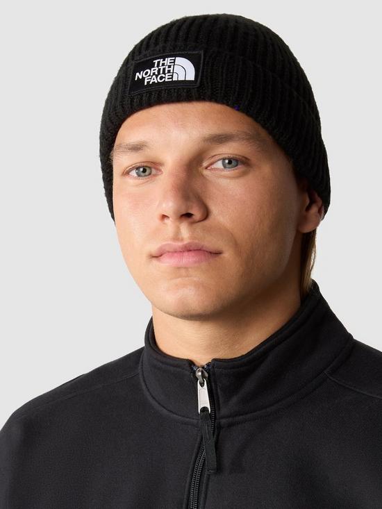 stillFront image of the-north-face-mens-logo-box-cuffed-beanie-black