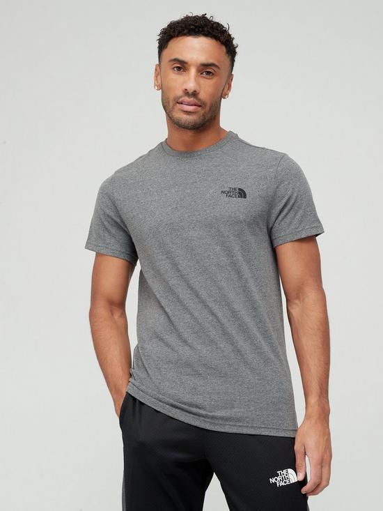 front image of the-north-face-mens-ss-simple-dome-tee-medium-grey-heather