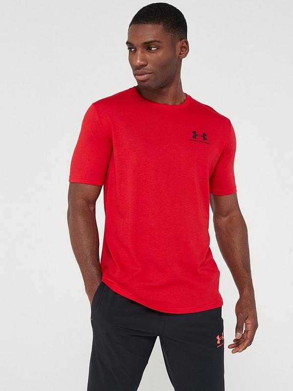 for Men Mens T-shirts Under Armour T-shirts Under Armour Cotton Sportstyle Short Sleeve Tee Super Soft Training And Fitness in Red / Black Red 