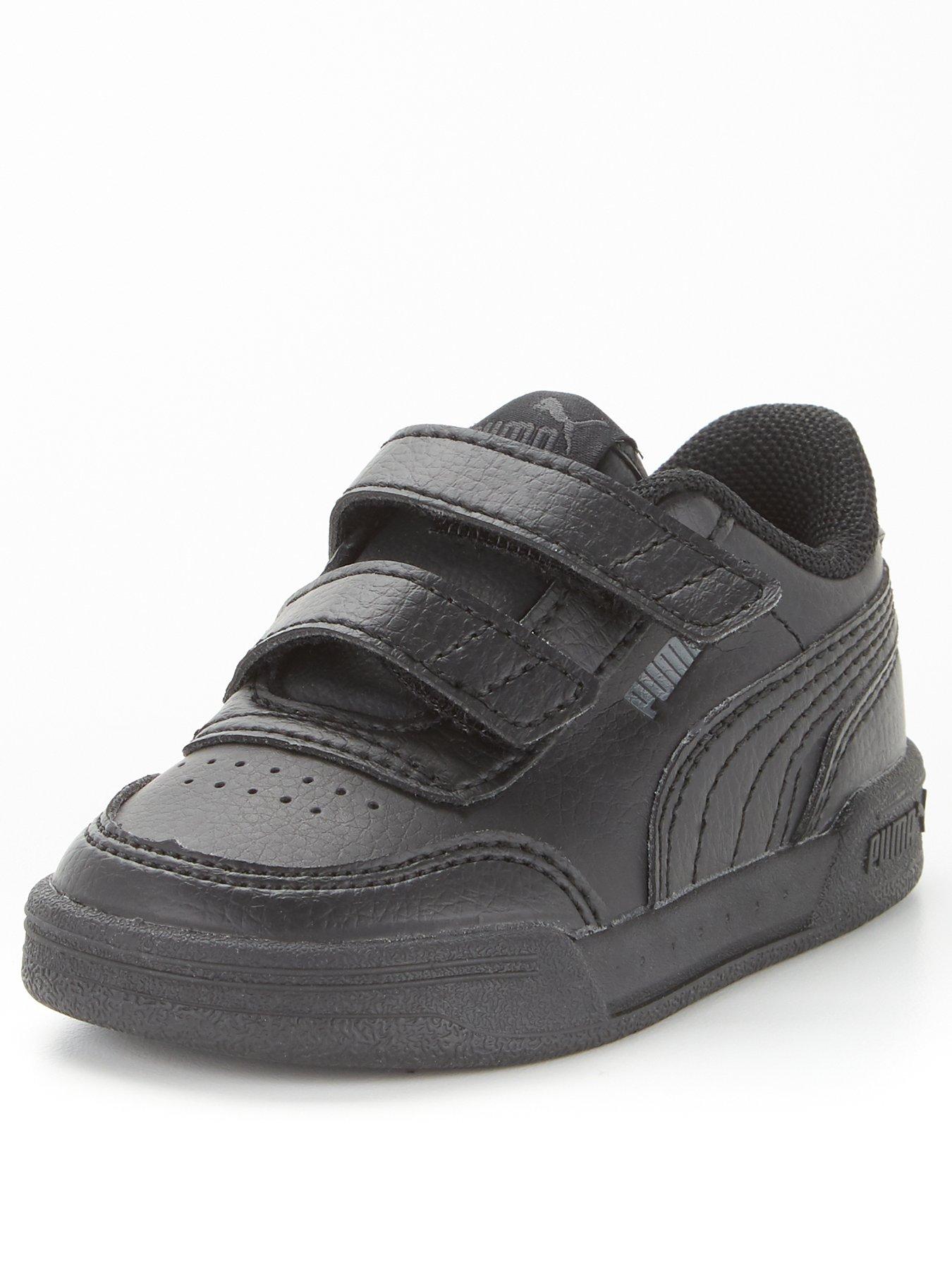 infant black leather trainers