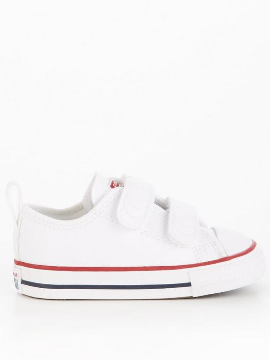 front image of converse-infant-unisex-easy-on-velcro-leather-ox-trainers-trainers-white
