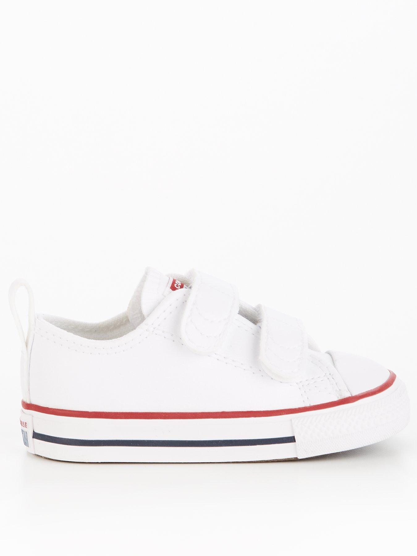 undefined Infant Unisex Easy-On Velcro Leather Ox Trainers  - White