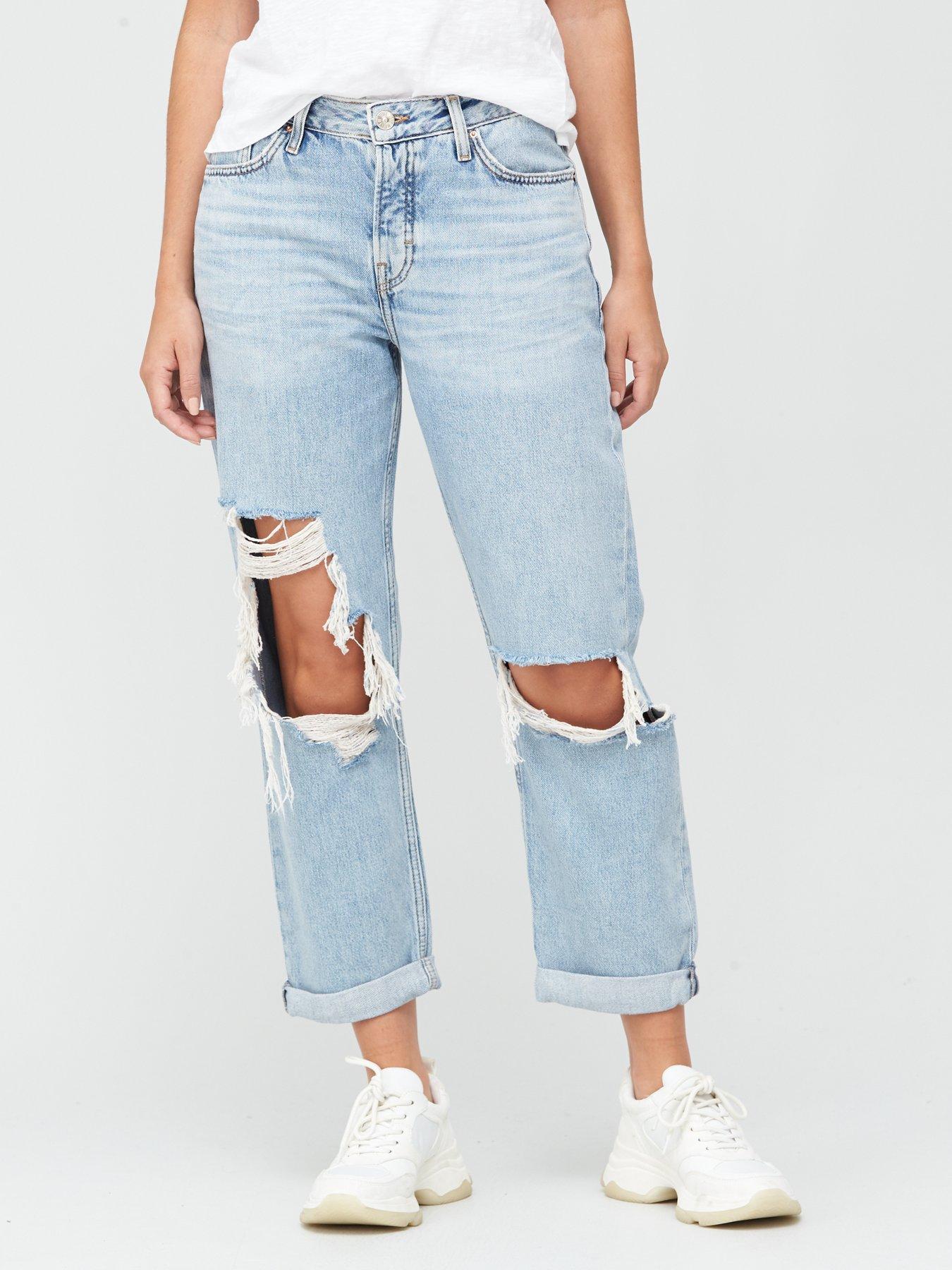 very ripped boyfriend jeans