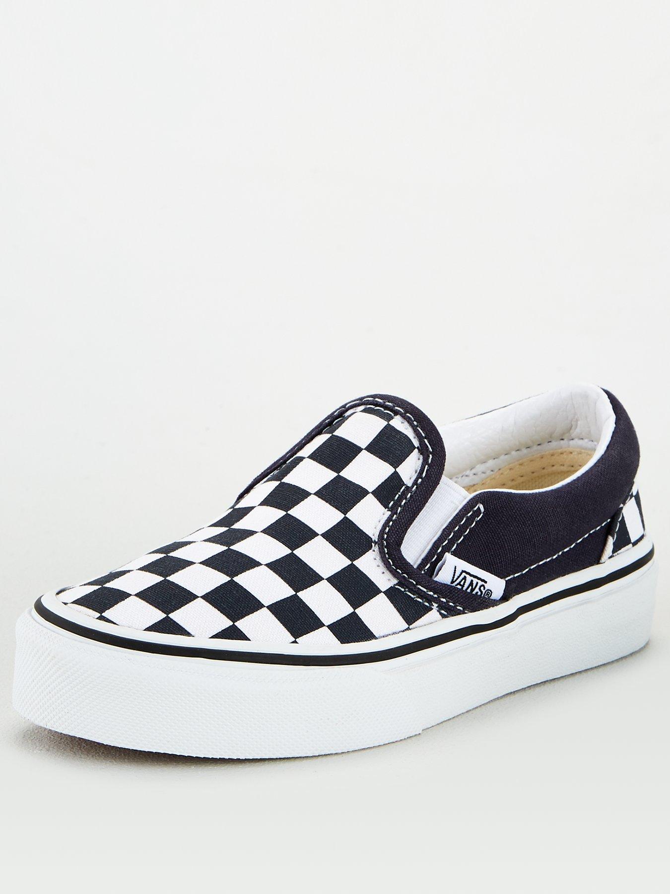 baby blue slip on vans with checkerboard stripe