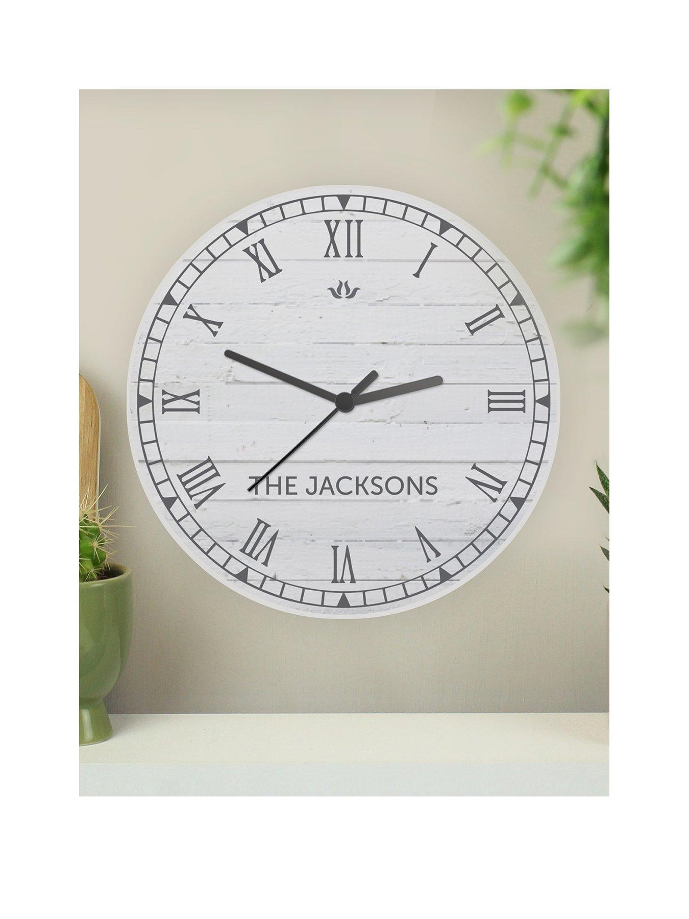 Image 1 of 3 of The Personalised Memento Company Personalised Rustic Style Wooden Clock