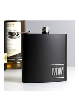 Product photograph of The Personalised Memento Company Personalised Black Monogram Hip Flask from very.co.uk